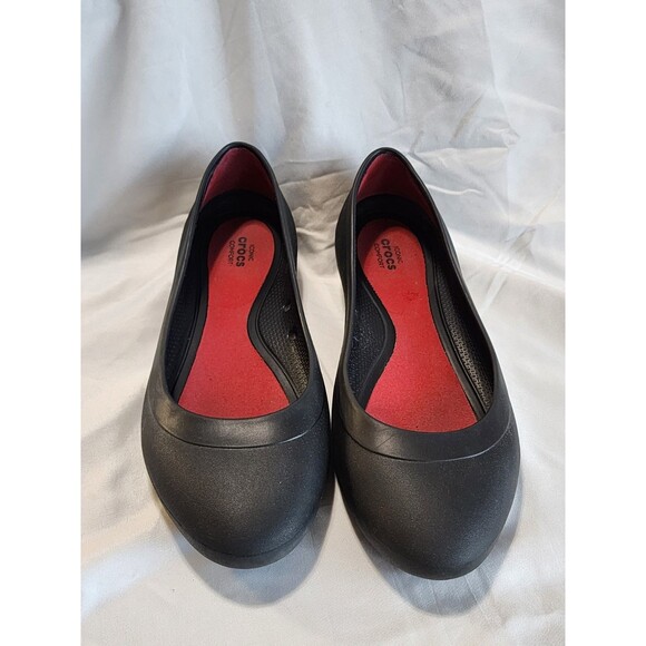 Crocs Iconic Comfort Lina Ballet Flats Black Shoes Women’s Size 8 Slip On - Picture 1 of 10